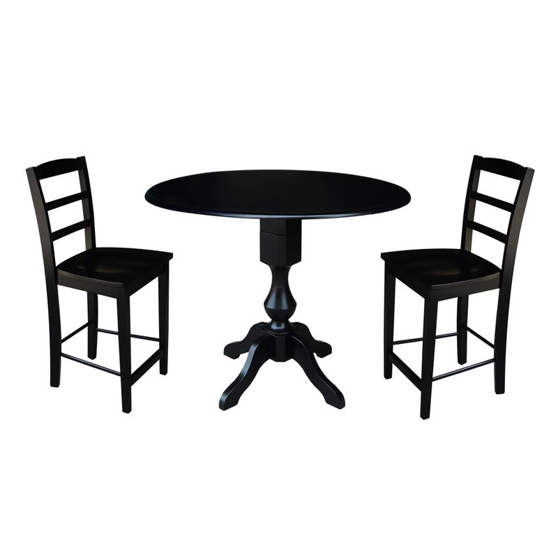 42" Round Pedestal Gathering Height Table with 2 Counter Height Stools