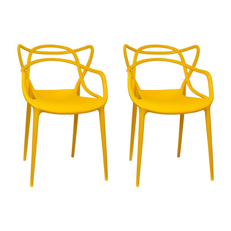 Porch & Den Sargent Contemporary Stackable Plastic Loop Dining Arm Chair (Set of 2) - Neon
