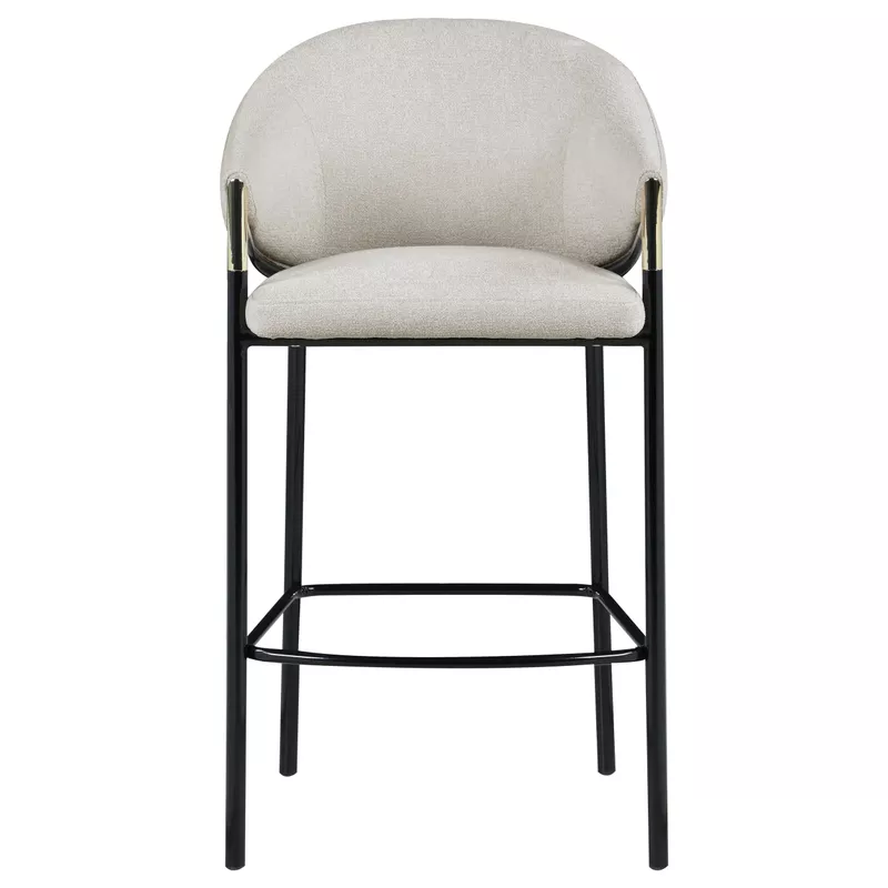 Chadwick Sloped Arm Bar Stools Beige and Glossy Black (Set of 2)