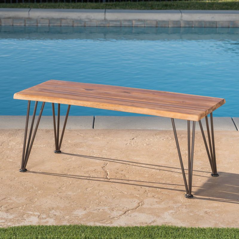 Zion Outdoor Industrial Acacia Wood Rectangle Coffee Table by Christopher Knight Home - Natural
