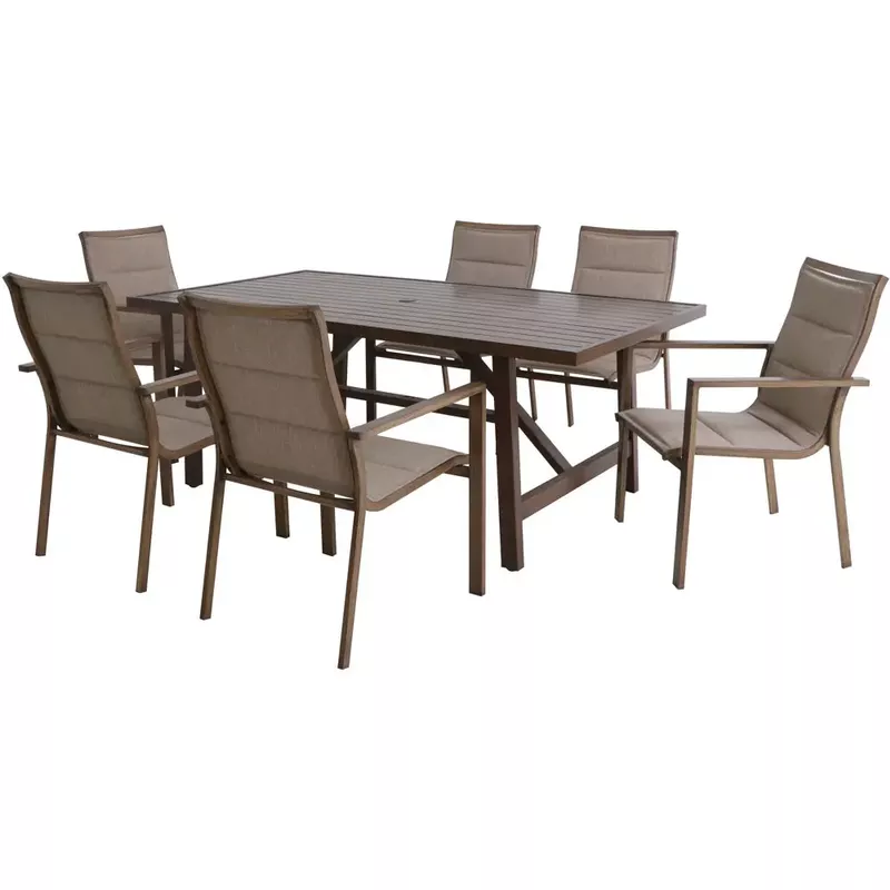 Fairhope 7pc Dining Set: 6 Padded Sling Chairs and 74"x40" Trestle Table