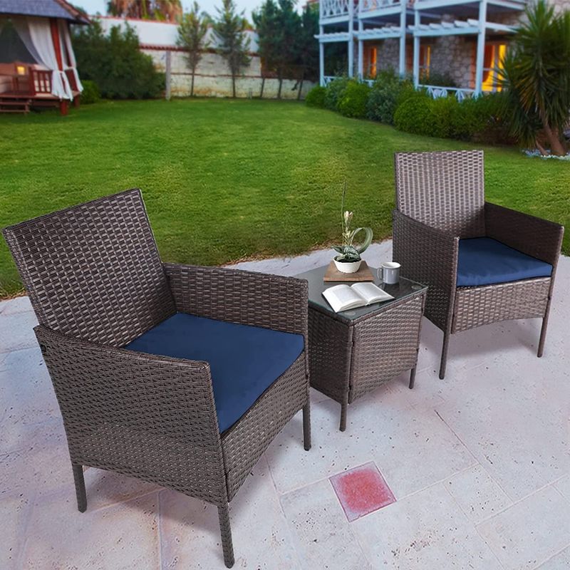 Pheap Outdoor 3-piece Cushioned Wicker Bistro Set by Havenside Home - Black/Grey