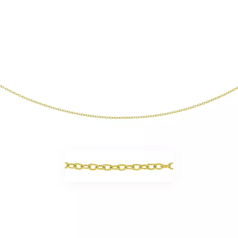 2.5mm 14k Yellow Gold Pendant Chain with Textured Links (18 Inch)