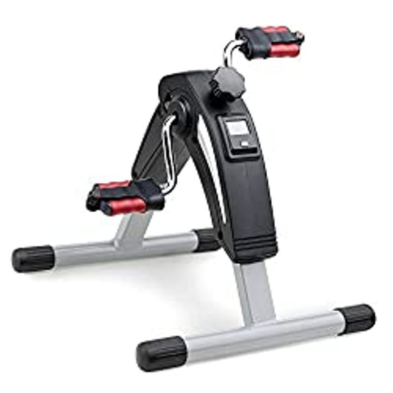 Marcy Portable Mini Magnetic Cardio Cycle Under Desk Bike Pedal Exerciser for Home Gym and Office NS-914, Black-Silver