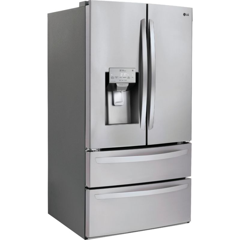 Angle Zoom. LG - 27.8 Cu. Ft. 4-Door French Door Smart Refrigerator with Smart Cooling System - Stainless steel