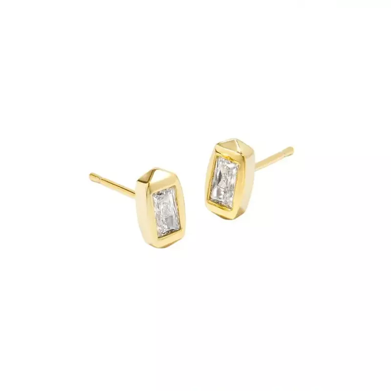 Kendra Scott Fern Crystal Stud Earrings (Gold/White Crystal)