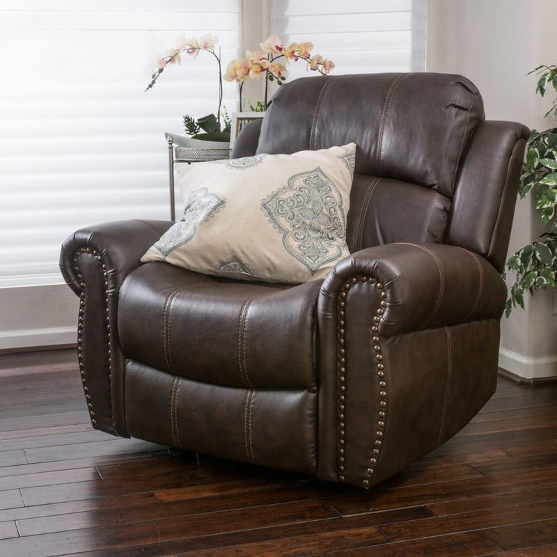 Charlie Bonded Leather Glider Recliner by Christopher Knight Home - Brown