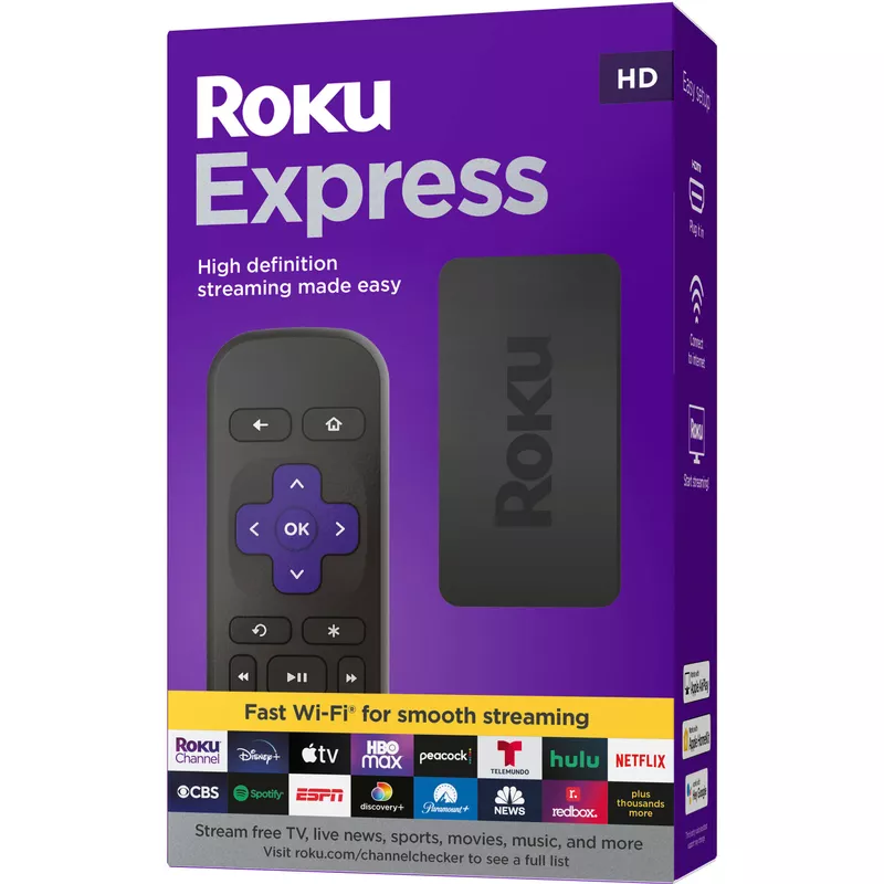 Roku Express ,  Streaming Media Player with Standard Remote (no TV controls) - Black
