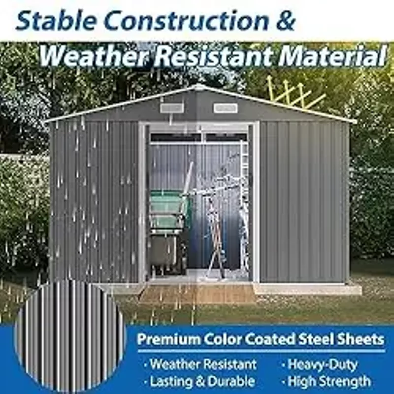 Rent To Own DHHU 10x8 FT Outdoor Storage Shed, Steel Metal Garden Sheds ...