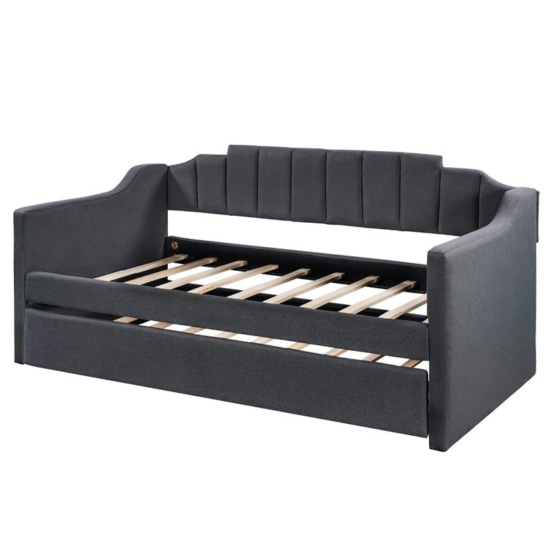 Nestfair Lanny Upholstered Twin Daybed with Trundle - Black