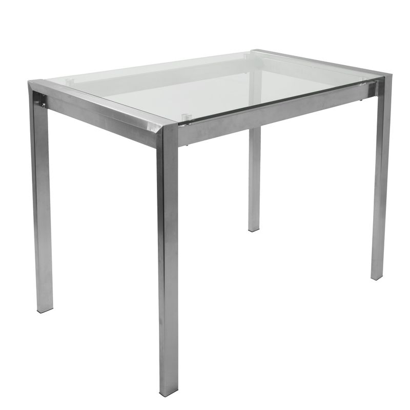 LumiSource Fuji Contemporary Stainless Steel Counter Table - Silver - Glass - Glass Finish