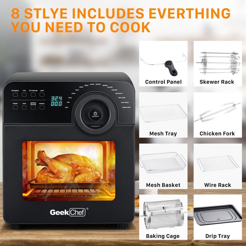 Digital 16-In-1 Air Fryer Toaster Oven - Black