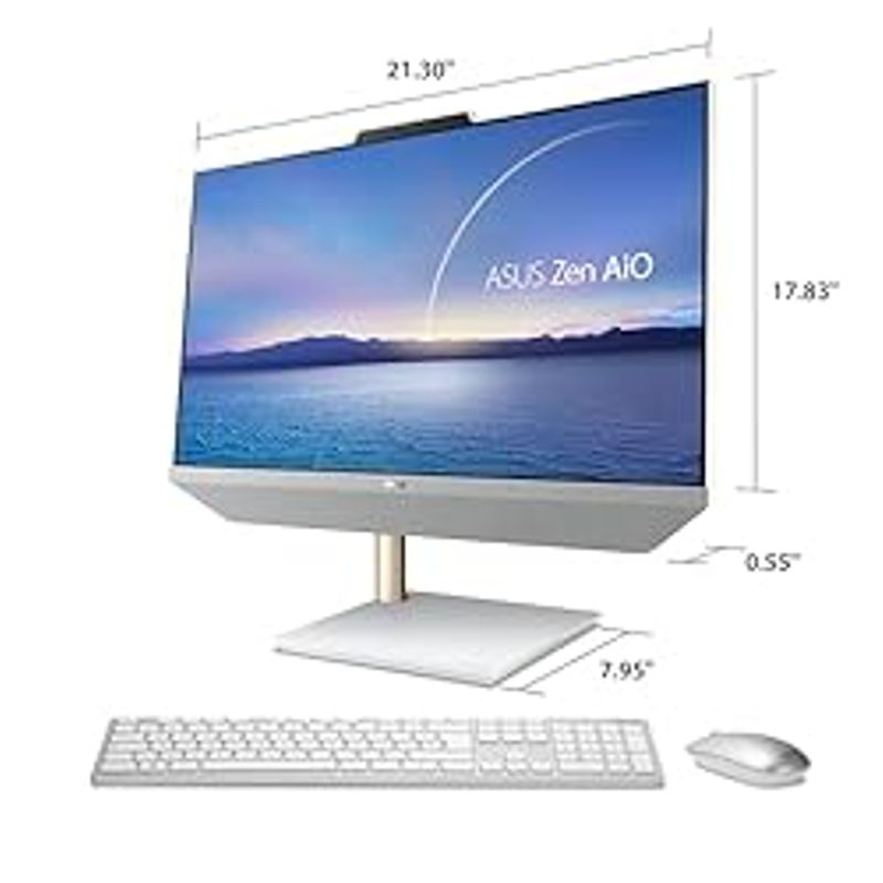 ASUS AiO M3400 All-in-One Desktop PC, 23.8-inch Full HD Anti-Glare Display, AMD Ryzen 5 5625U Processor, 8GB DDR4 RAM, 512GB NVMe PCIe,...