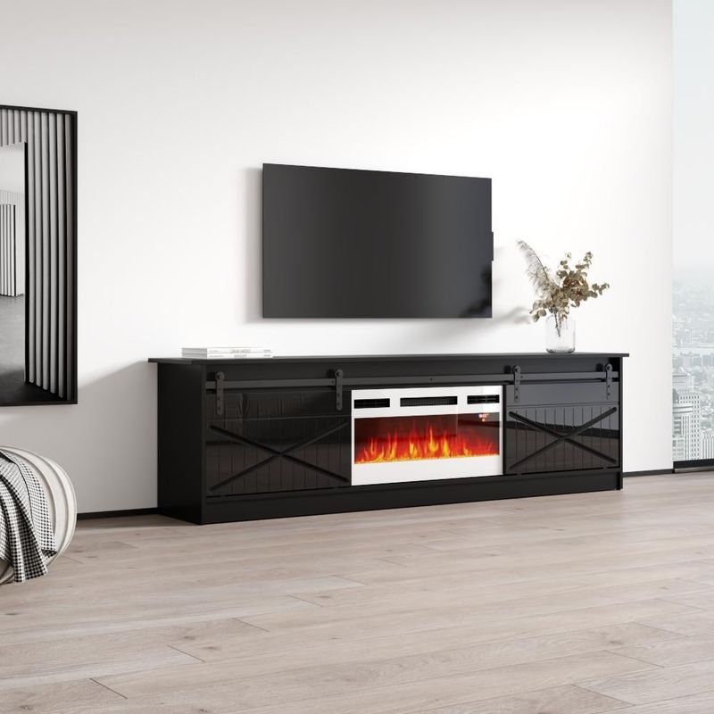 Granero WH-EF Electric Fireplace 79" TV Stand - Black