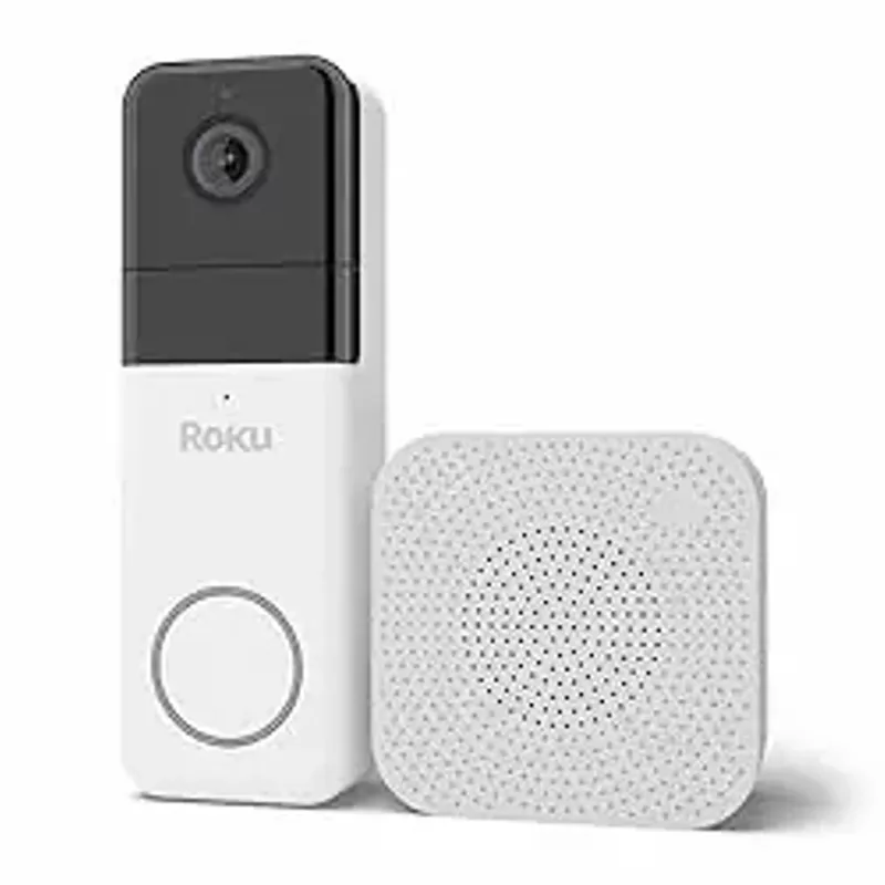 Roku Smart Home Wireless Video Doorbell & Chime - 1440p HD Night Vision Ultrawide View Doorbell Camera with Motion & Sound Detection, Works with Alexa & Google - 90-Day Subscription Included