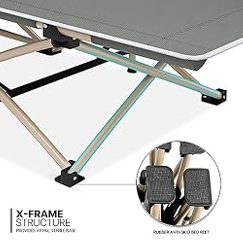 MoNiBloom Folding Camping Cot, Lightweight Folding Backpacking Cots Bed with Pillow and Carry Bag for Adults Outdoor Travel Home Office,...