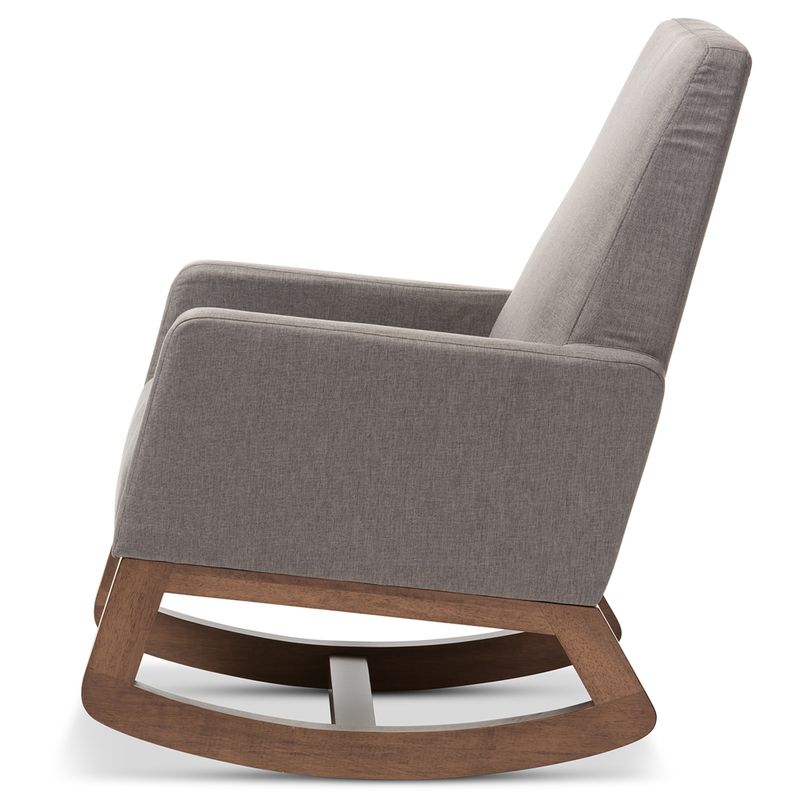 Baxton Studio Yashiya Mid-century Retro Modern Grey Fabric Upholstered Rocking Chair - Rocking Chair-Grey