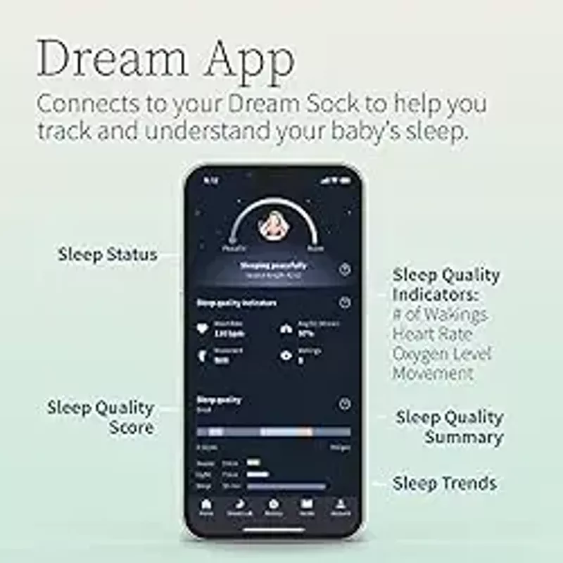 Owlet - Dream Sock FDA-Cleared Smart Baby Monitor with Live Health Readings and Notifications - Mint
