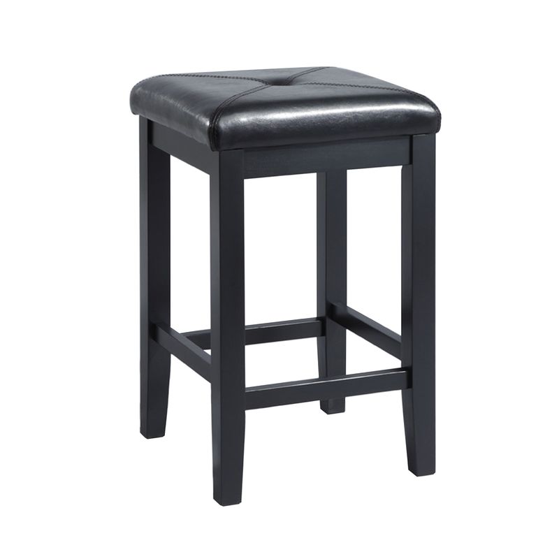 Upholstered Black 24-inch Square Seat Bar Stools (Set of 2) - Square Seat Bar Stool in Black Finish 24 Inch (2)