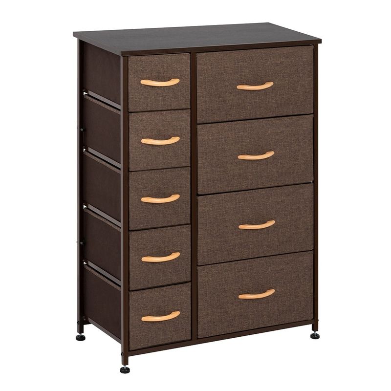 VredHom 9 Drawers Dresser Fabric Storage Units Organizer Tower - Brown - 9-drawer