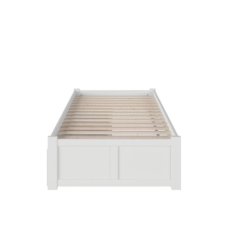 Concord Twin XL Platform Bed with Flat Panel Foot Board and 2 Urban Bed Drawers in White - White - Twin XL