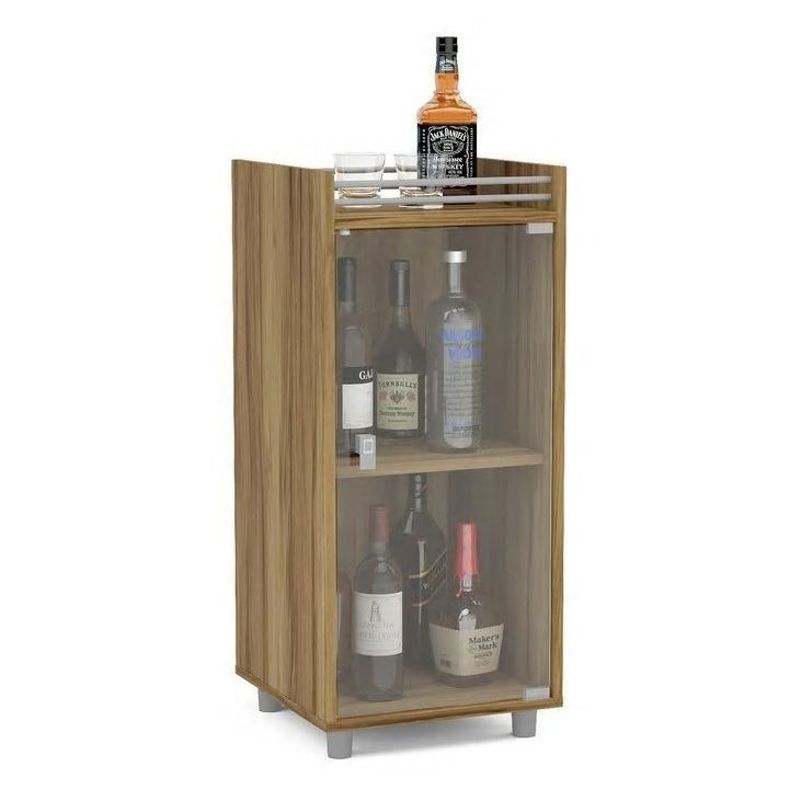 Boahaus Coventry Classic Mini Bar, One Glass Door, 2 Shelves, Brown - MDF/Laminate - Brown