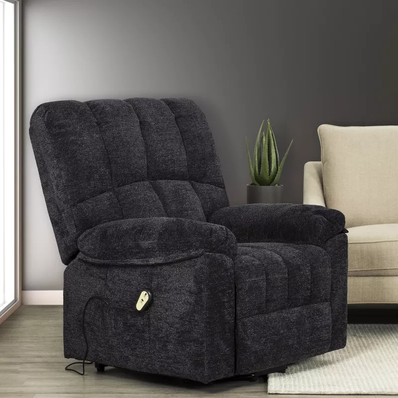 Arnold 36 in. Black Microfiber Power Lift Recliner with Wired Remote
