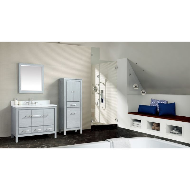 Azzuri Riley 43 in. Bathroom Vanity with Quartz Top and Sink - Sea Salt Gray w/ White Top