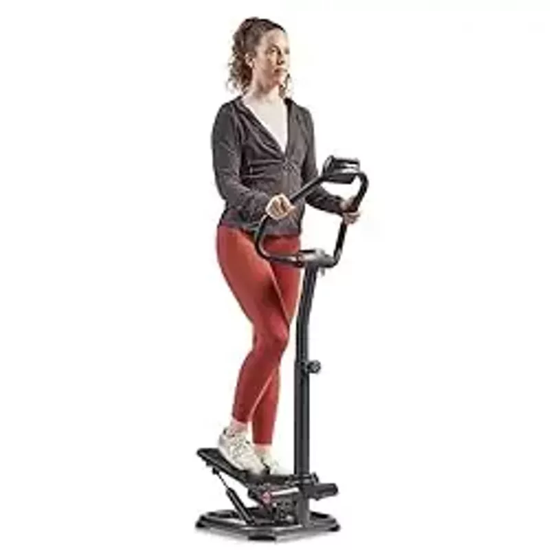 Sunny Health & Fitness Smart Twist Stair Stepper Machine with Handlebar, Space Saving, Low-Impact, LCD Digital Monitor, Height Adjustable, with optional Connected Fitness with SunnyFit App