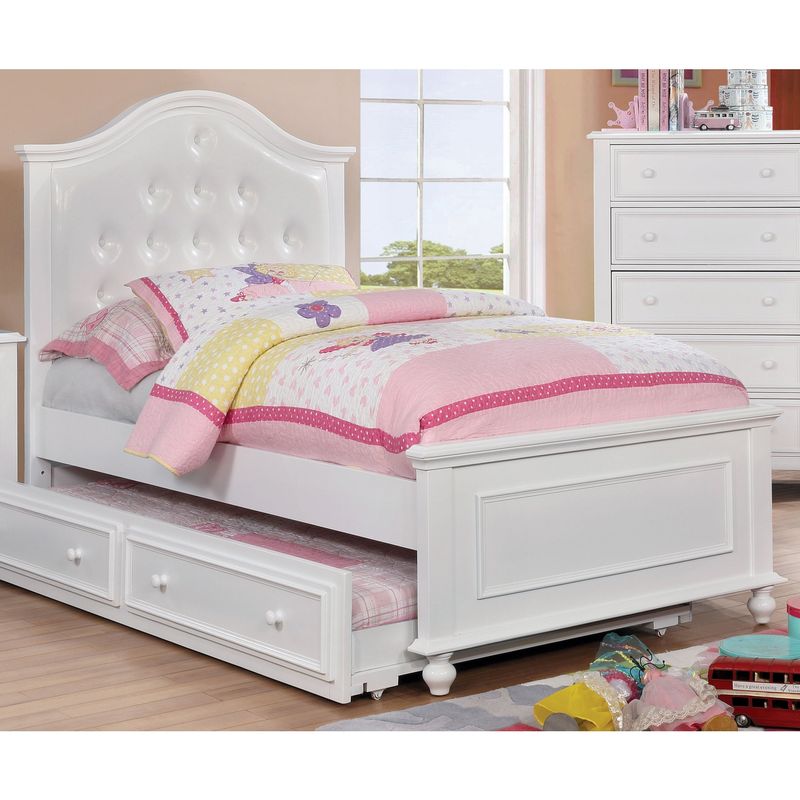 Furniture of America Dole Traditional Solid Wood Tufted Platform Bed - Twin - White