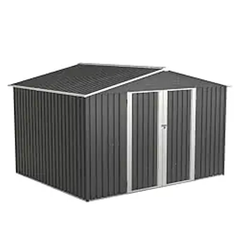 Goohome Storage Shed 8x10 FT, Durable Metal Shed Kit with Lockable Doors and Vents, Garden Tool Storage Shed House, Weather-Resistant Outdoor Storage Clearance for Backyard Patio Lawn