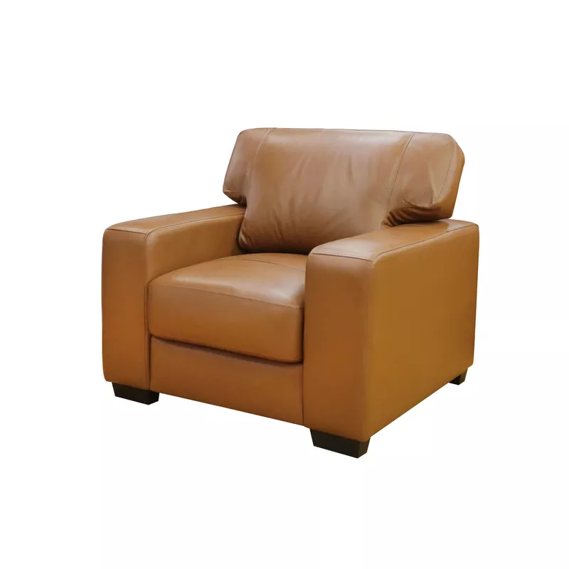 Bordeaux 41 in. Tan Leather Match Armchair with Large Track Arms