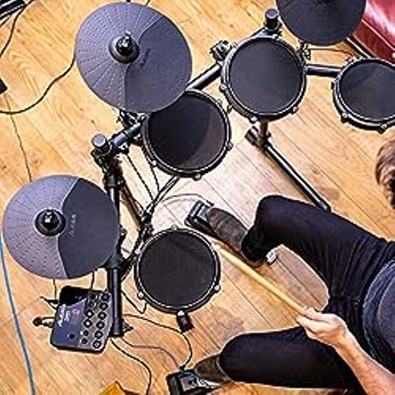 Alesis Turbo Mesh Kit  Electric Drum Set With 100+ Sounds, Quiet Mesh Drum Pads, Drum Sticks, Connection Cables, Drum Lessons