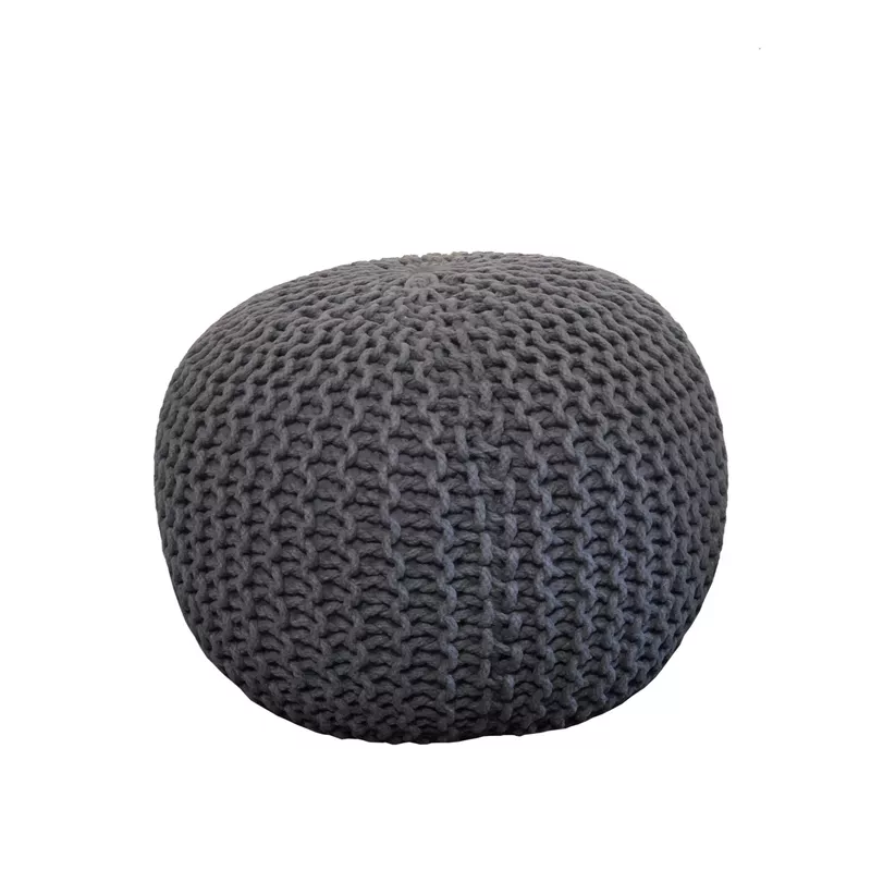 Noori Home Weston Handmade Knitted Cotton Pouf - Charcoal
