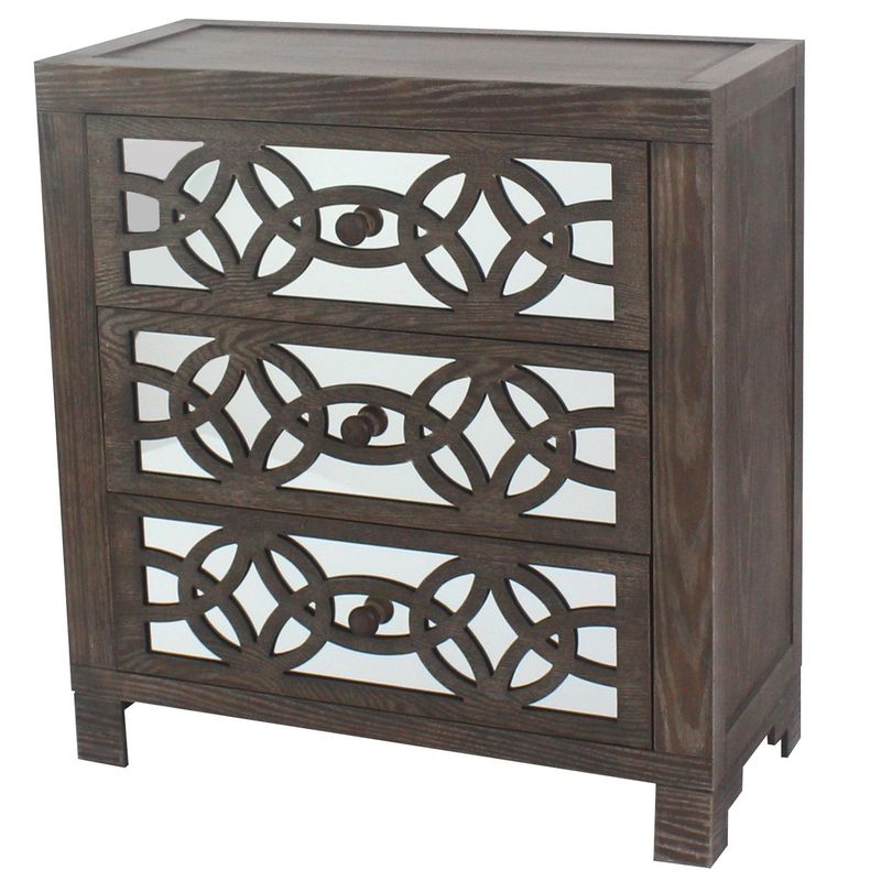 Silver Orchid Fonda 3-drawer Mirror Chest - Gold