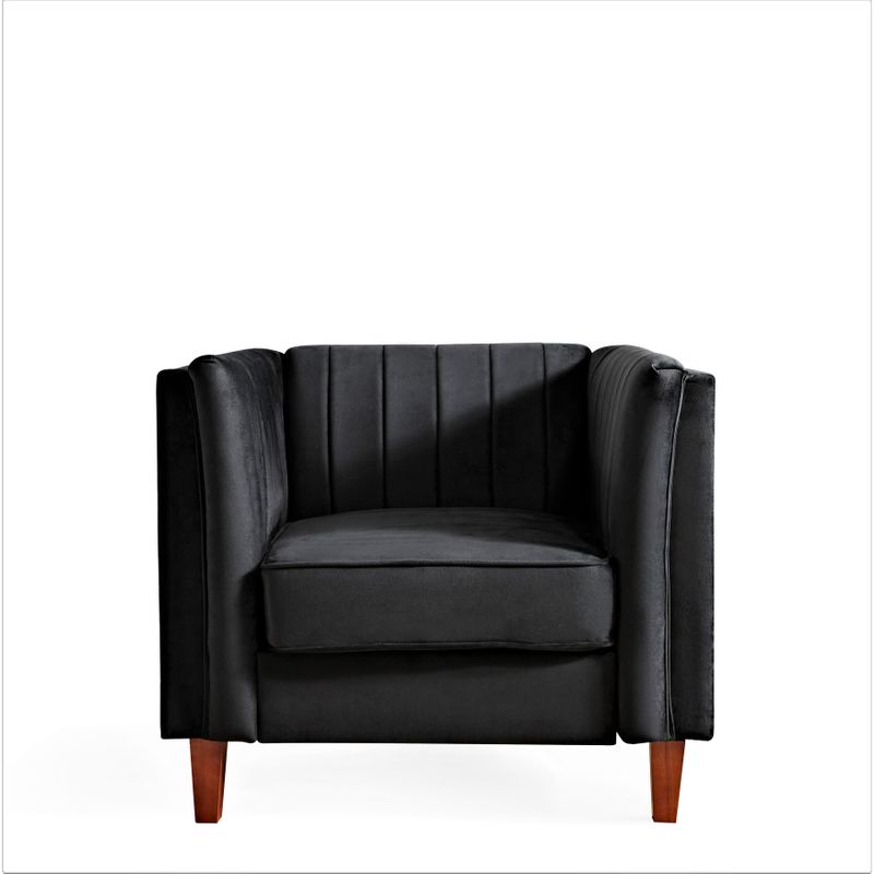 Line Tufted Square Design Chair - Black