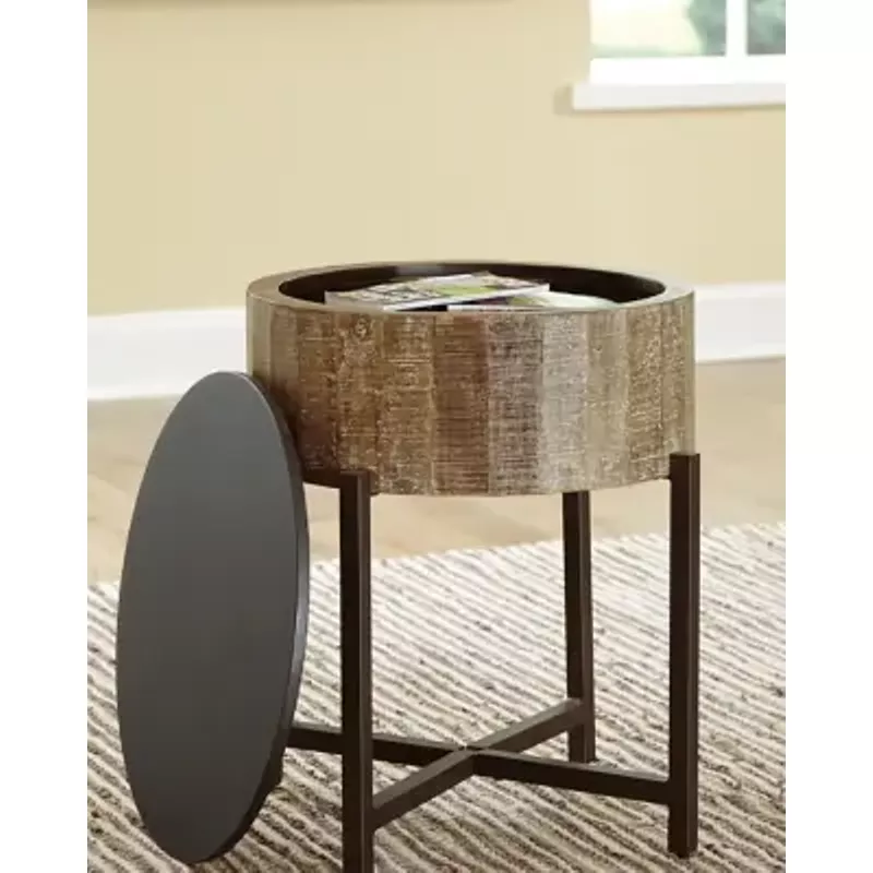 Gray/Brown Nashbryn Round End Table