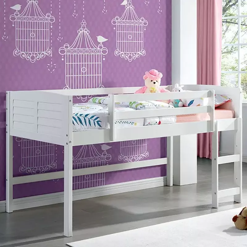 Transitional White Twin Size Loft Bed