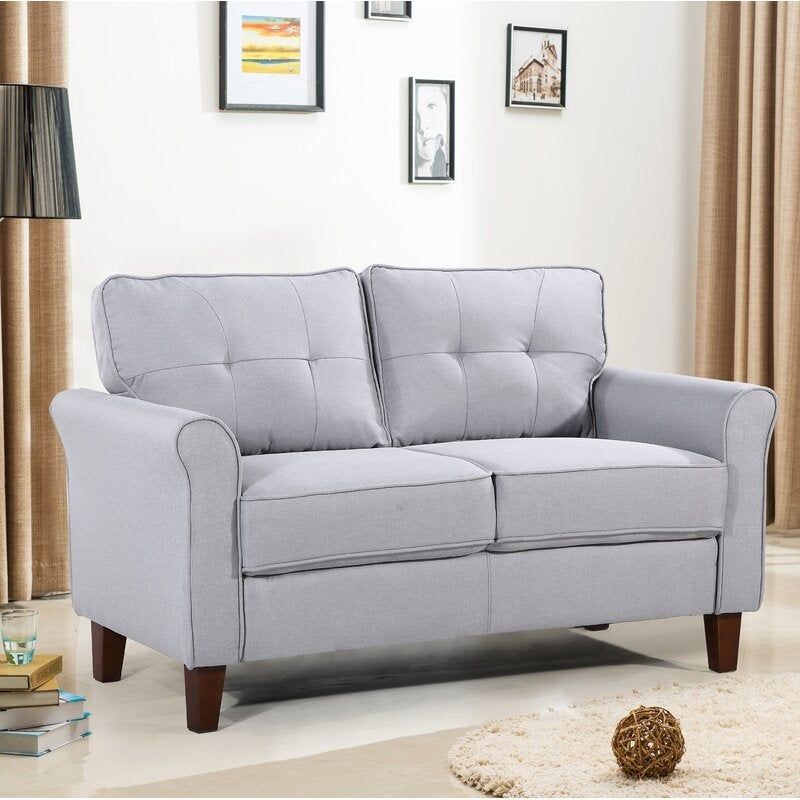 Kouchouk  54.5'' Linen Flared Arm Loveseat - Drak Grey