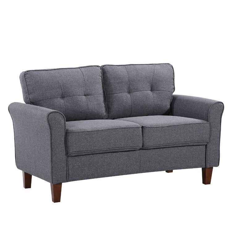 Kouchouk  54.5'' Linen Flared Arm Loveseat - Drak Grey