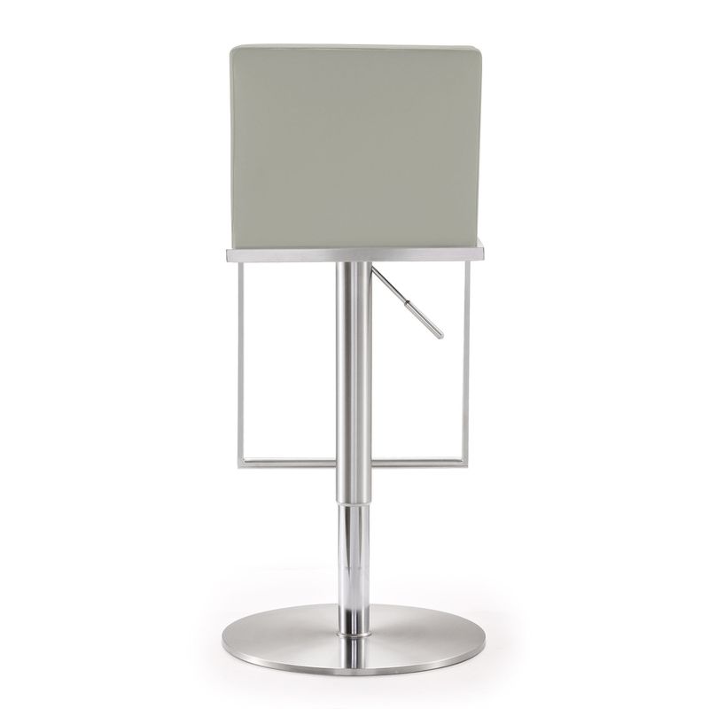 Amalfi Light Grey Faux Leather Stainless Steel Bar Stool - Amalfi Light Grey Stainless Steel Barstool