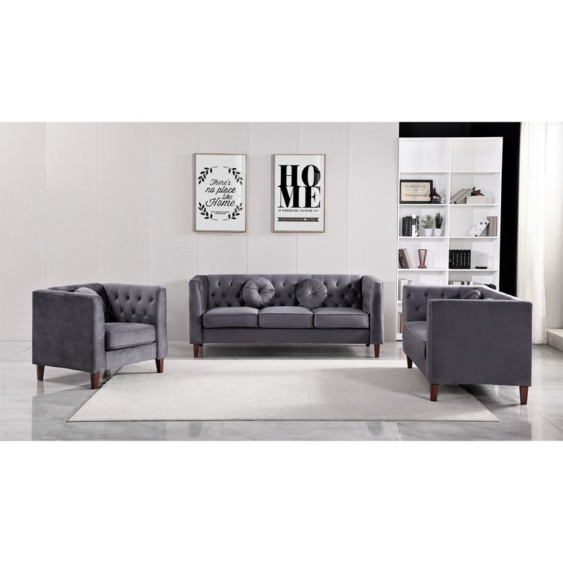Fancher Kittleson Classic Chesterfield 3 Pieces Livingroom Set - Black