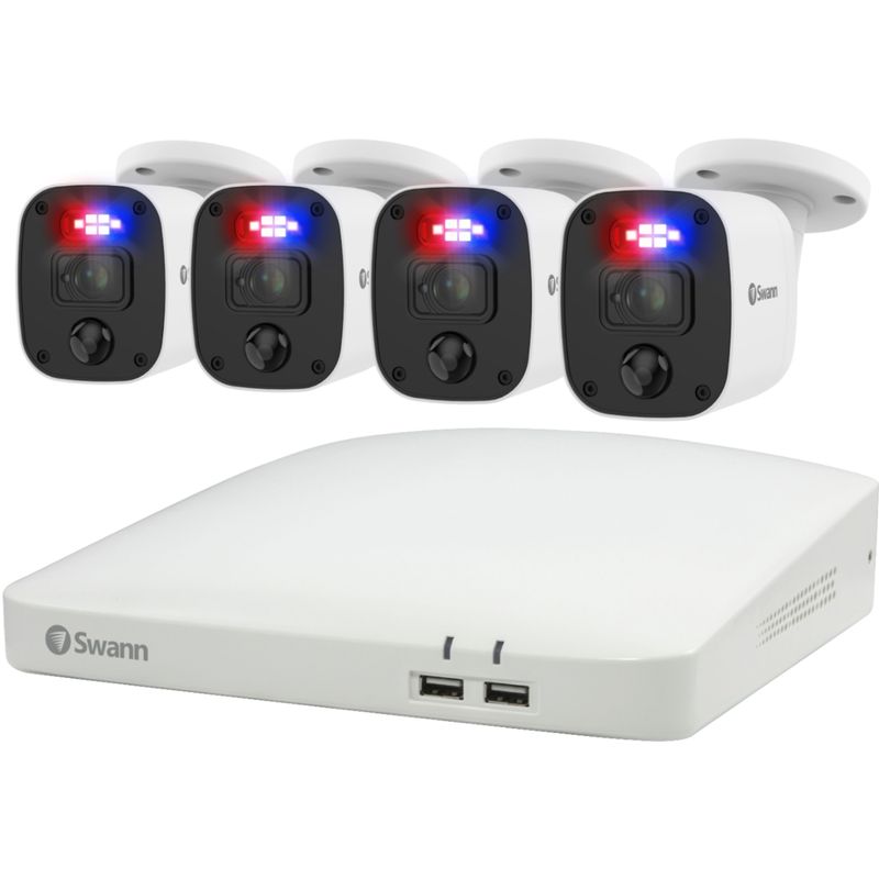 Alt View Zoom 17. Swann - Enforcer 8-Channel, 4-Camera Indoor/Outdoor Wired 1080p 1TB DVR Home Security Camera System - White