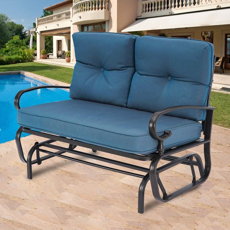 Nista Outdoor Loveseat Glider Chair by Havenside Home - Red