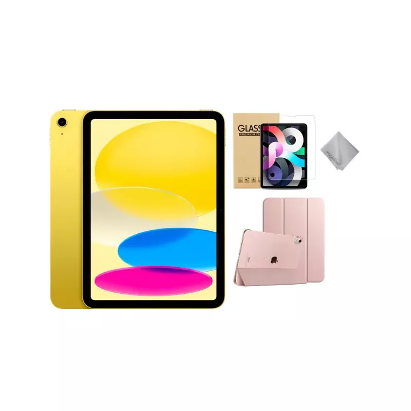 Apple 10th Gen 10.9-Inch iPad (Latest Model) with Wi-Fi - 256GB - Yellow With Rose Gold Case Bundle