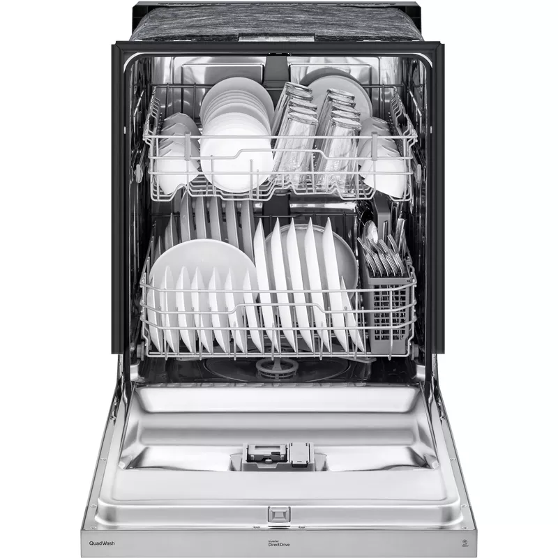 LG - 24" Front Control Built-In Stainless Steel Tub Dishwasher with QuadWash and 50 dba - Stainless Steel