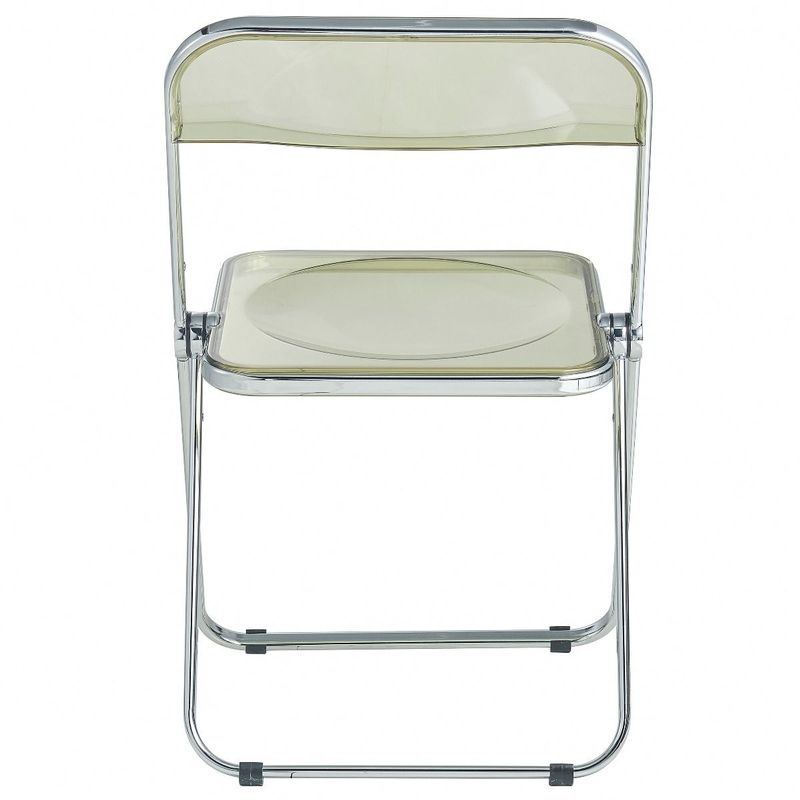 LeisureMod Lawrence Acrylic Folding Chair With Metal Frame - 30" - Transparent Black