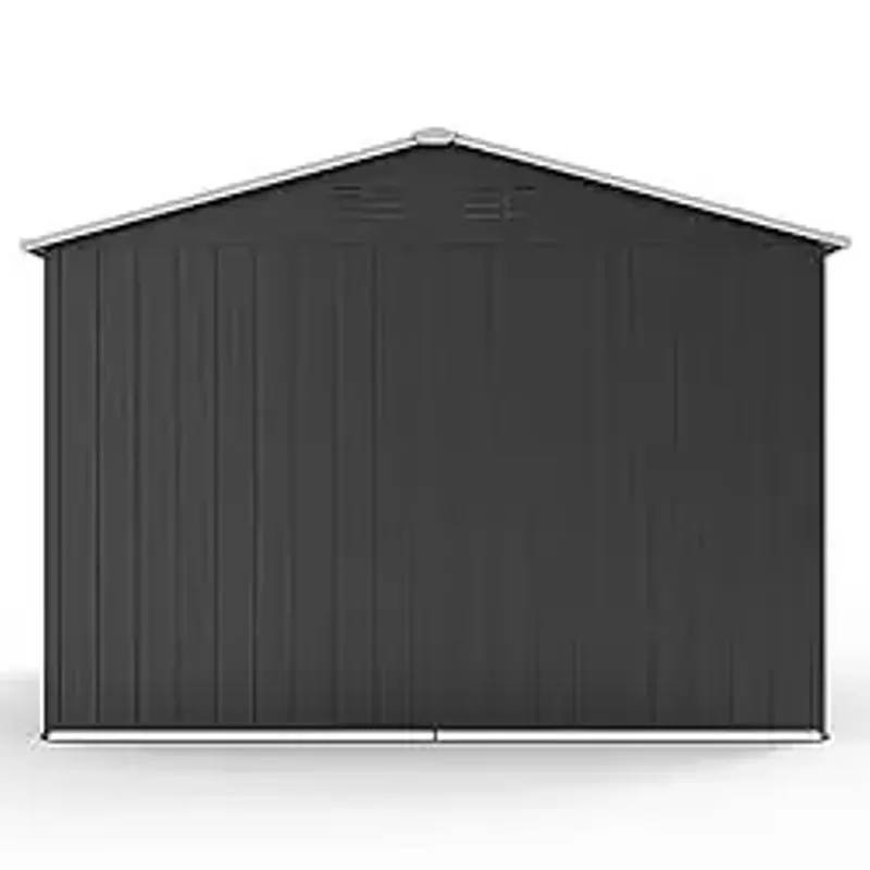 EMKK 8 x 6 FT Outdoor Storage Shed with Floor, Metal Outdoor Shed with Doors and Vents, Outdoor Tool Storage Shed Garden Shed Tool Sheds for Outdoor Patios, Garden, Lawn, Brown