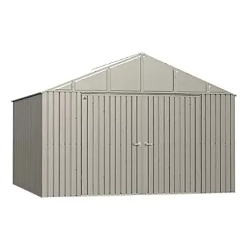 Arrow Shed Elite 12' x 12' Outdoor Lockable Gable Roof Steel Storage Shed Building, Cool Grey