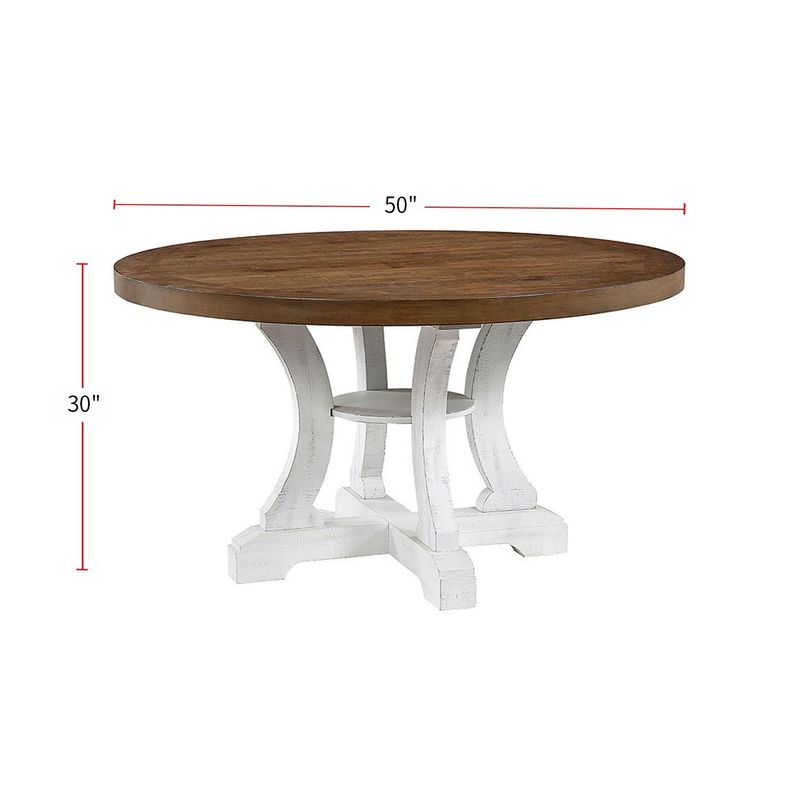 Round Dining Table with Curved Legs in Distressed Dark Oak - Rectangular Dining Table